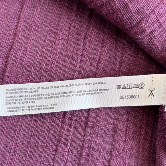 Free People Cotton Gauze Oversized Button Down Shirt, Burgundy Size Large - Picture 6 of 15